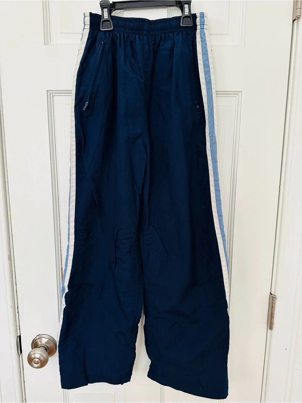 No Boundaries Navy Track Pants with Light Blue & White Side Stripes Sz 10/12
